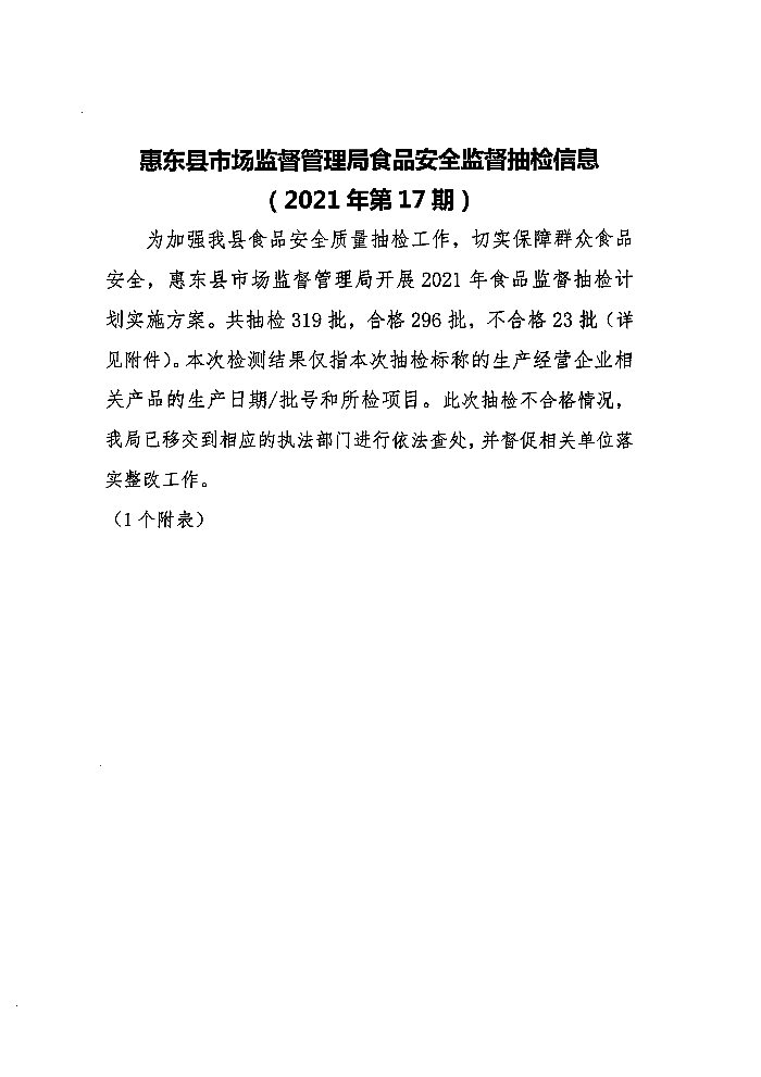 惠東縣市場(chǎng)監(jiān)督管理局食品安全監(jiān)督抽檢信息（2021年第17期）.jpg